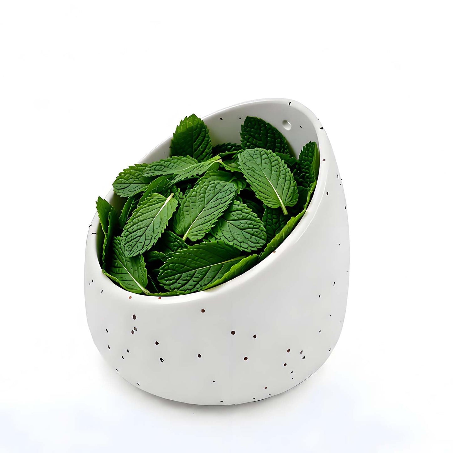 MGMGART White Ceramic Herb Stripping Bowl with Four Multi-Sized Holes -Efficient Kitchen Tool for Parsley, Basil, Rosemary, Mint, Thyme, Cilantro, Oregano - Handmade Pottery Gadget