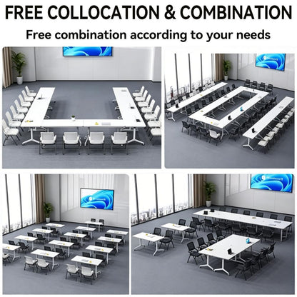STEHEMO Folding Conference Room Tables, Conference Table with Wheels, Modern Modular Mobile Training Table, Flip Top Meeting Table, Space Saving, for Seminar, Office, Classroom,47IN,8
