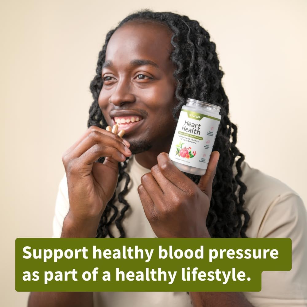 Snap Supplements Heart Health Support Supplement with Coq10, Organic Beet Root Powder, Hawthorn Berry, Turmeric and Odorless Garlic, Supports Nitric Oxide Level, Circulation and Flow, 90 Capsules