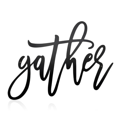 Metal Gather Sign Wall Decor Metal Cut Words Laser Cut Word Farmhouse Decor for Home Living Room, Bedroom, Bathroom and More