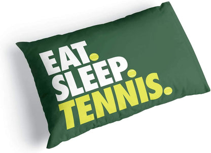 ChalkTalkSPORTS Eat. Sleep. Tennis. Pillowcase, Green, 30 in x 20 in, Polyester, Machine Washable