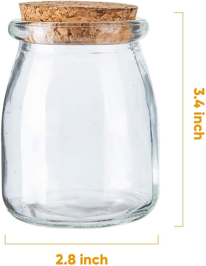Brajttt 40 Pack, 7 oz Glass Mini Yogurt Jars Favor Jars With Cork Lids, Pudding Containers, Mason Wedding Favors Honey