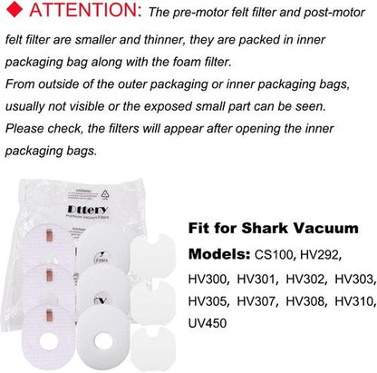 Dttery Replacement Filters Kit for Shark Rocket Ultra-Light Vacuum - 3 Post & 3 Foam/Felt Filters