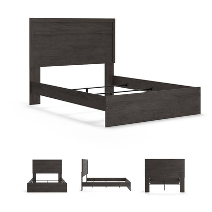 Signature Design by Ashley Belachime Casual Queen Panel Bed with Metal Slats, Foundation or Box Spring Needed, Black