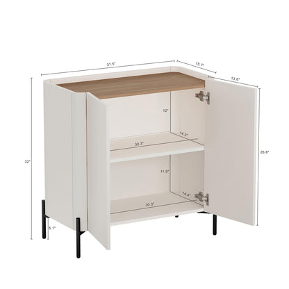 Manhattan Comfort Abbey 2 Piece Set, 67" Sideboard and Accent Cabinet with Adjustable Shelves, Modern Tray Top Design, Soft Close Doors, Ideal for Dining, Living Room, and Bedroom, Maple and Off White