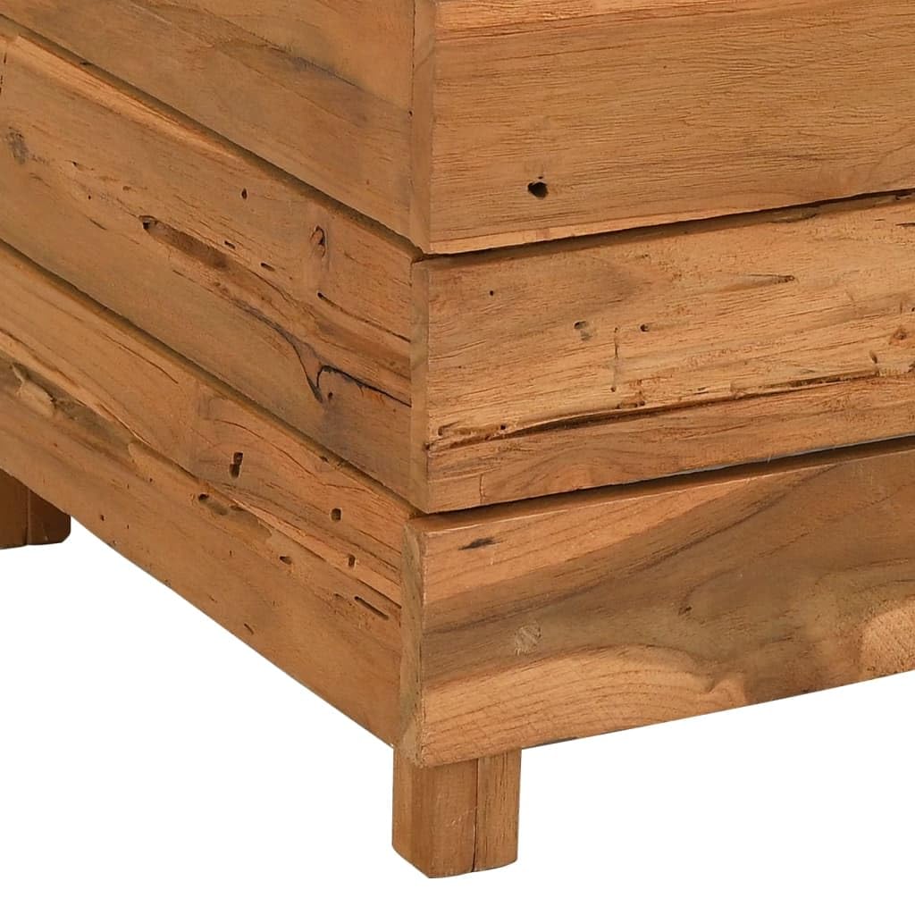 Foknhdi Height-Adjustable Teak Planter Box 19.7"x19.7"x28.3", Recycled Solid Wood Raised Garden Bed for Patio Balcony Living Room, Rustic Large Planter for Vegetables & Flowers