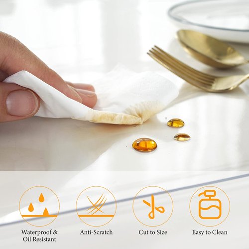 Deep Dream 1.5mm Thick 54 Inches Clear Round Table Protector, Round Table Cover, Tablecloth Protector, Table Protector for Dining Room Table & Office