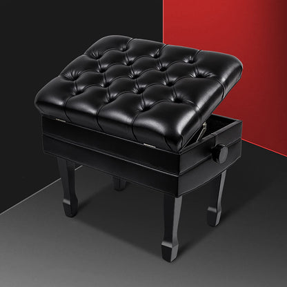 ELUKHT Leather Piano Bench Piano Bench with Inner Solid Flip-Top Extra Music Storage Adjustable Padded Keyboard Bench with Genuine LeatherAdjustable Height,
