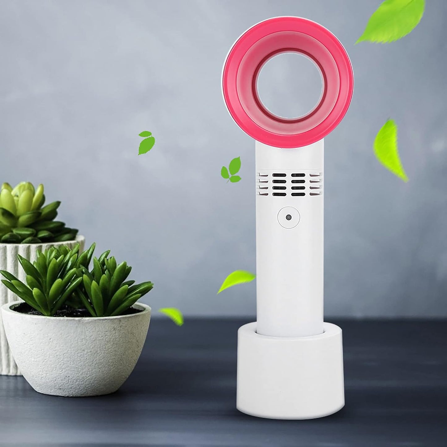 Portable Mini USB Rechargeable Bladeless Fan, 360° Air Suction, Three Adjustment Speeds, Handy Cooler for Home Outdoor
