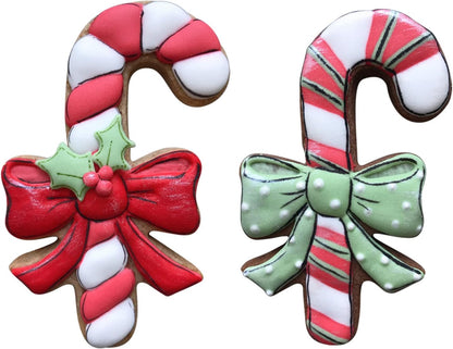 LILIAO Christmas Candy Cane with Bow/Ribbon Cookie Cutter, 2.8 x 4.3 inches, Stainless Steel