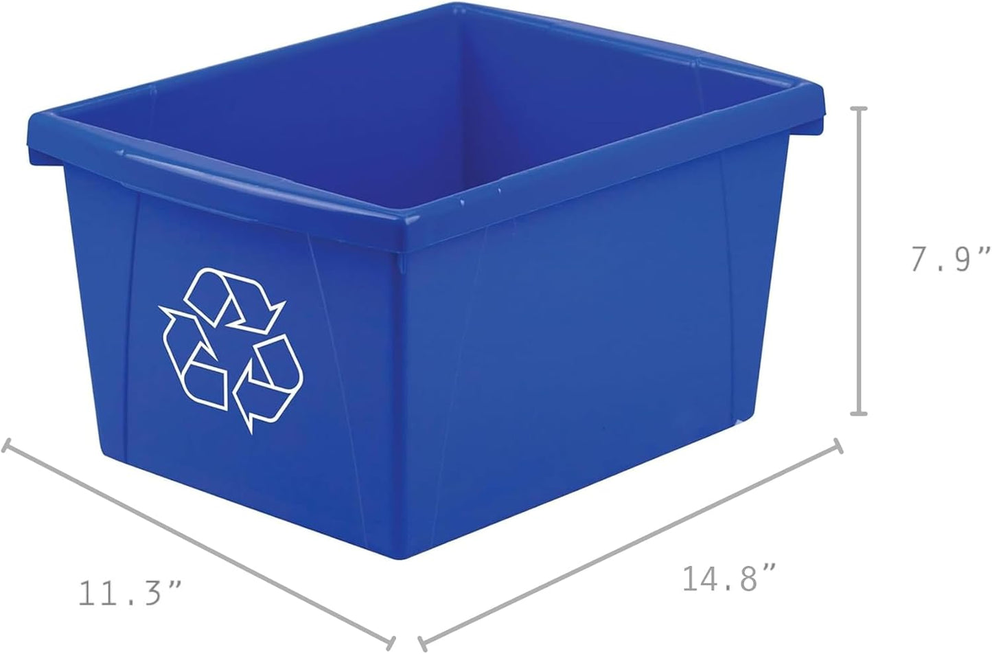 Storex 4 Gallon (15L) Recycle Bin, 14.8 x 7.87 x 11.25 Inches, Blue (61505A06C)