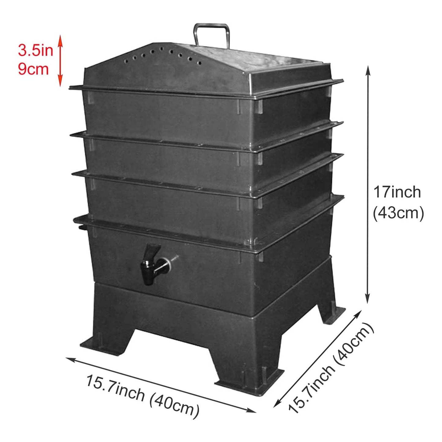 50 L Worm Farm Kit, 5-Tray Worm Composter, Expandable Worm Composting System, Outdoor Composting Bins, for Recycling Food Waste