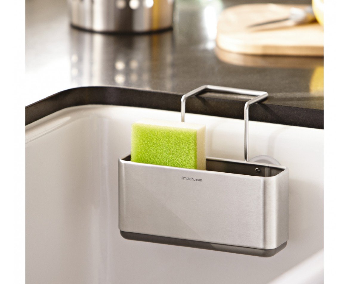 simplehuman Sink Caddy Sponge Holder, Brushed Stainless Steel