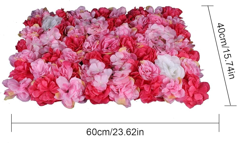 GOUZIBHD Floral Wall Panel for Wedding Celebrations Party Home Decor, 24x16in Faux Flower Wall Background, Artificial Flower Wall Panels, Silk Flower Backdrop