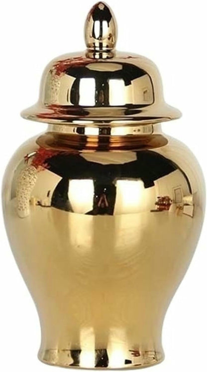 Ginger Jar Gold Decorative Ginger Jar Vase Handcrafted Traditional Chinese Ceramic Vase-