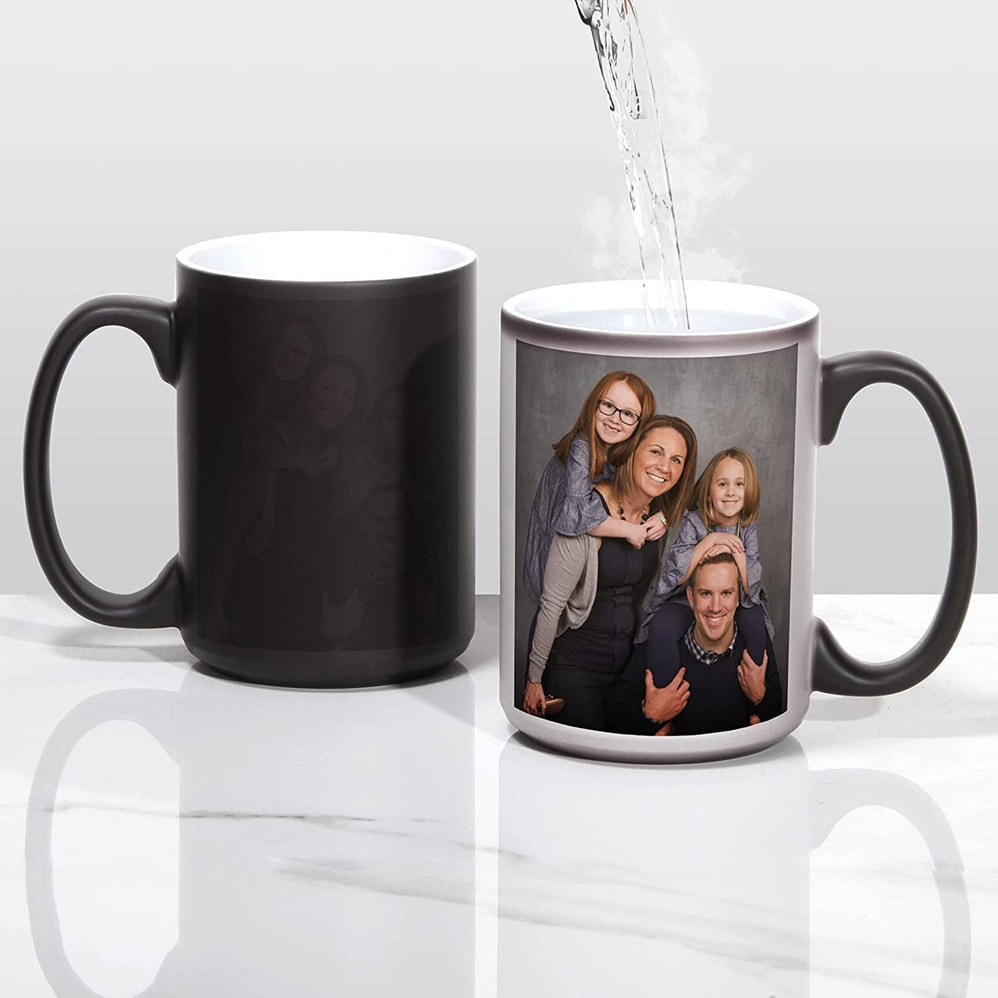 ABBSH Color Changing Mugs, Sublimation Mugs Black Color Changing Coffee Mugs Heat Sensitive Coffee Mugs Tazas Magicas Para Sublimacion 15 OZ With Box Set of 12
