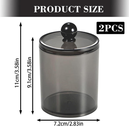 Skiennix Cotton Buds Dispenser - 10 oz Clear Black Apothecary Jar Set for Organized Storage