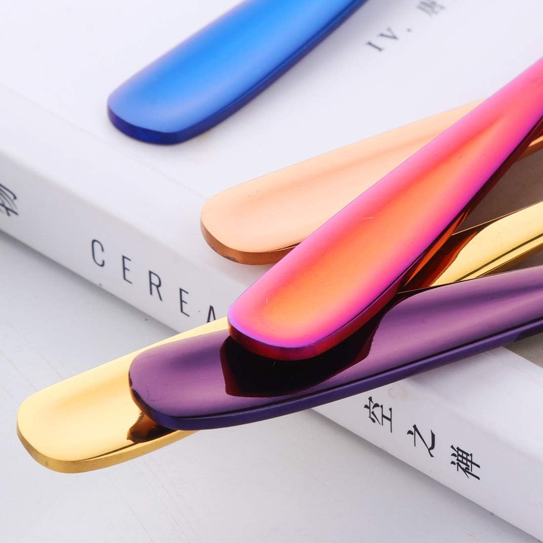 8 Pieces 18/10 Dessert Spoons, Teaspoons, Small Coffee Spoons, Espresso Spoons, 5.5 Inch (Multicolor)