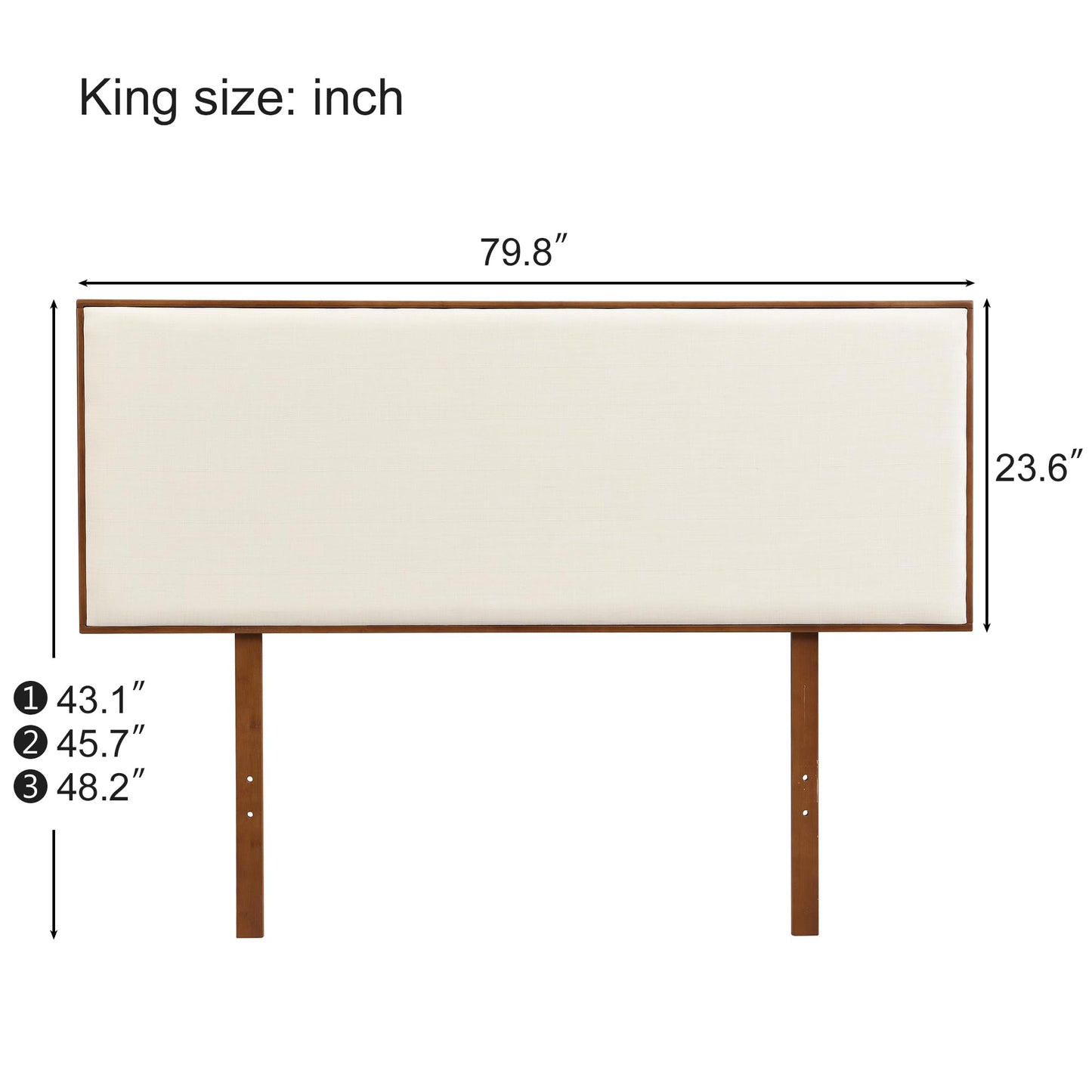 Merax King Size Bamboo Upholstered Adjustable Headboard with 3 Height, Easy Assembly, Brown+Beige