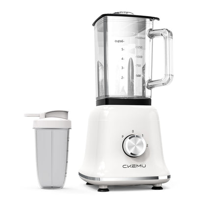 Professional Blender For Smoothies, Countertop Blender with 6 Cup Glass Jar, 3 Functions Including Puree, Crush Ice, 750 Watts (white)