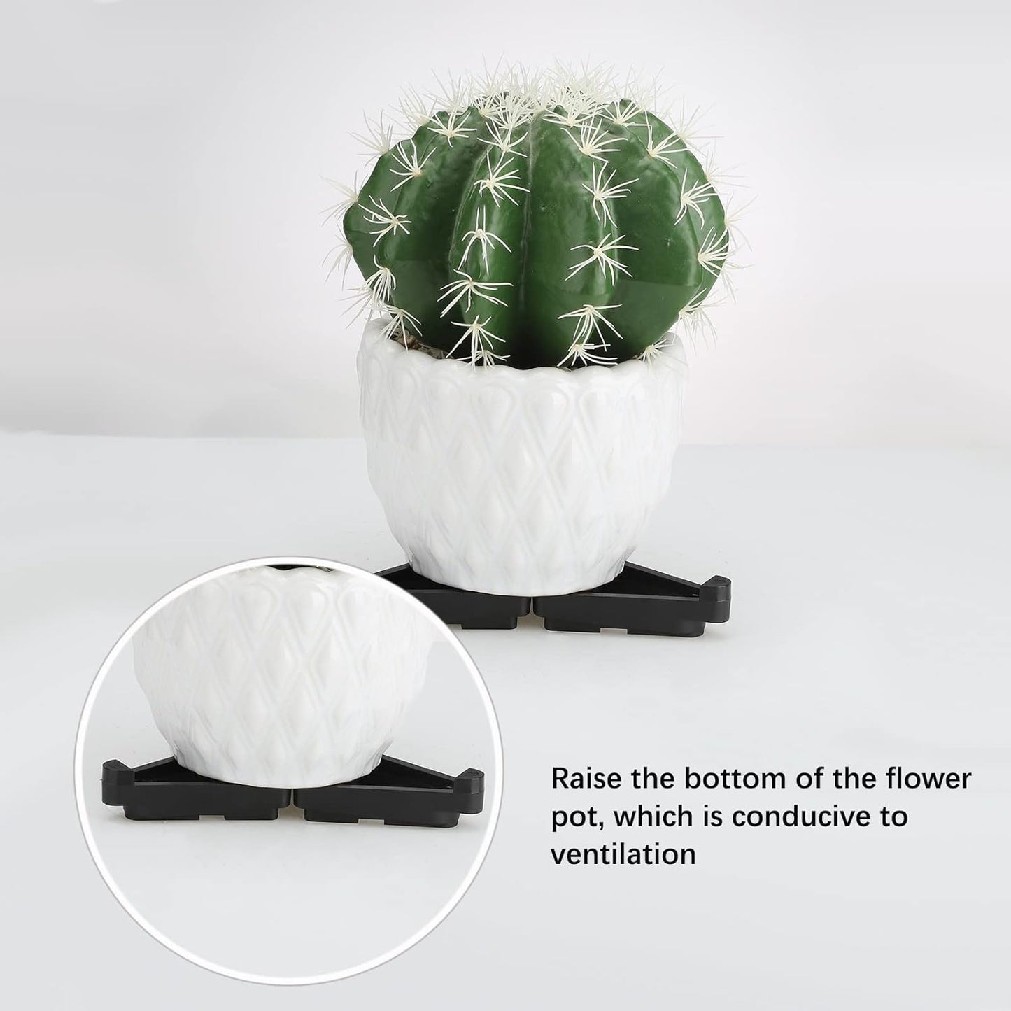 12 Pack Okngr Plastic Flower Pot Feet, Pot Toes Invisible Flower Pot Risers Non Slip Triangle Plant Pot Feet Potted