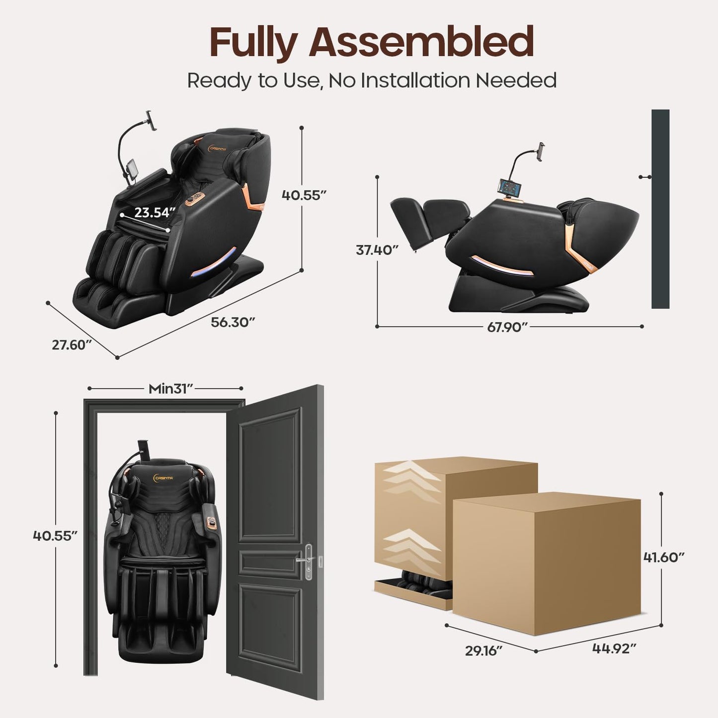 CASINTA 4D Massage Chairs Full Body - 53.5 Extend Sl Track Shiatsu Massage Chair - Zero Gravity Massage Chair,Core Heating & 22 Airbag, Smart Foot Rollers,Ai Voice, Yoga Mode