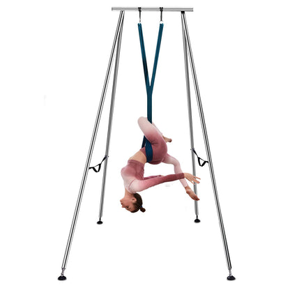 Happybuy Yoga Sling Inversion 9.6 FT Height Inversion Yoga Swing Stand Max Capacity 551lbs/250kg Aerial Yoga Frame with 236in/6m Yoga Swing Inversion Sling Body Bundle Safety Belts Green