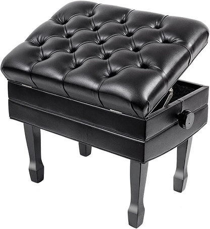 EliteBloom Luxury Leather Piano Bench with Height Adjustable Padded Seat and Waterproof Cushion Piano Stool with Solid Flip Top for Extra Music Storage,
