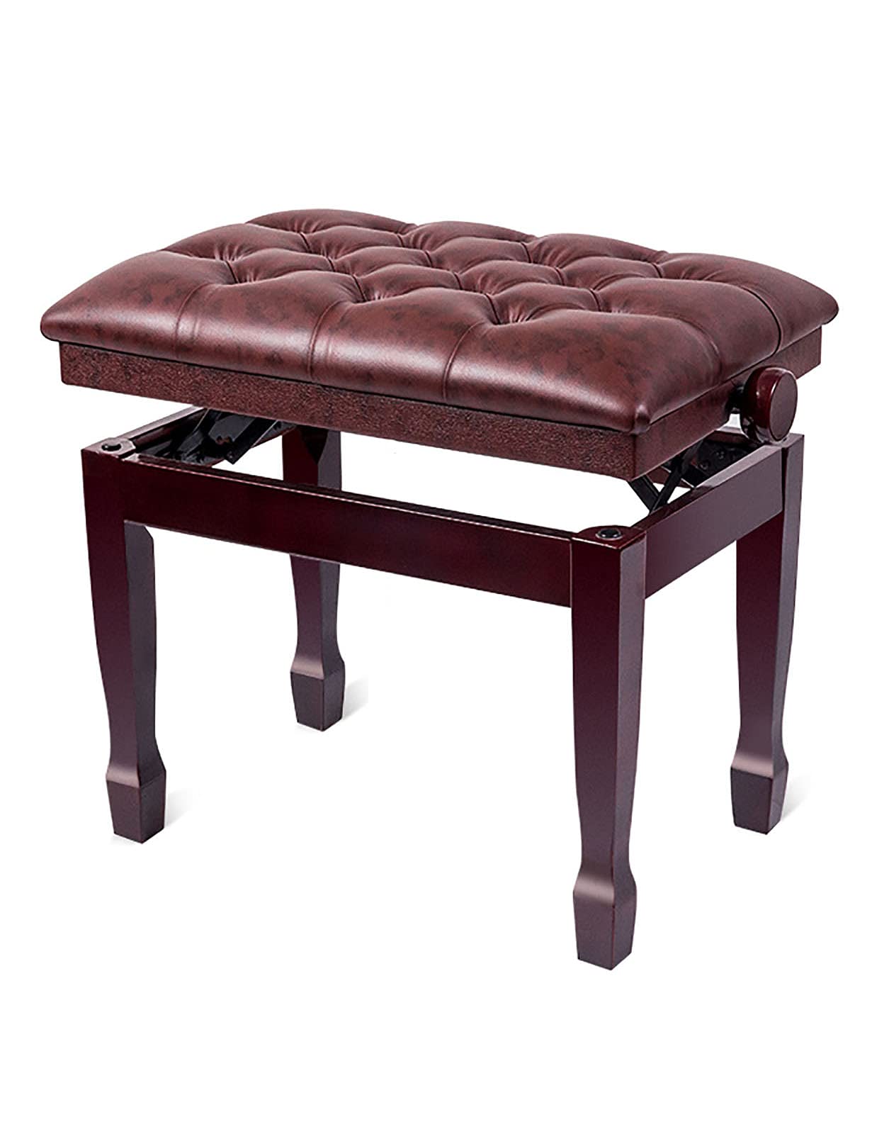 GAZOGJ Piano Stool,Dressing Table StoolGenuine Leather Keyboard Bench Piano Stool,Height Adjustable Piano Bench with Storage Compartment,58 x 41 x 48-58CM,Mahogany