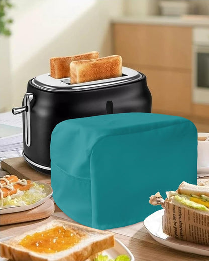 Pure Color Teal Toaster Cover, 4 Slice, Minimalist Dust-Proof Cover with Pockets for Kitchen Small Appliance 12x11x8in