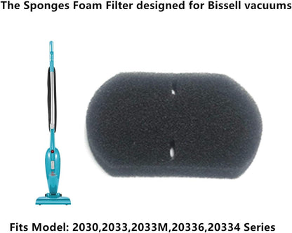 Vacuum Sponges Filter Replacement for Bissell 3-in-1 Stick Cleaner, Fits Model 2030 2033 2033M 20336 20334 (4-Pack)