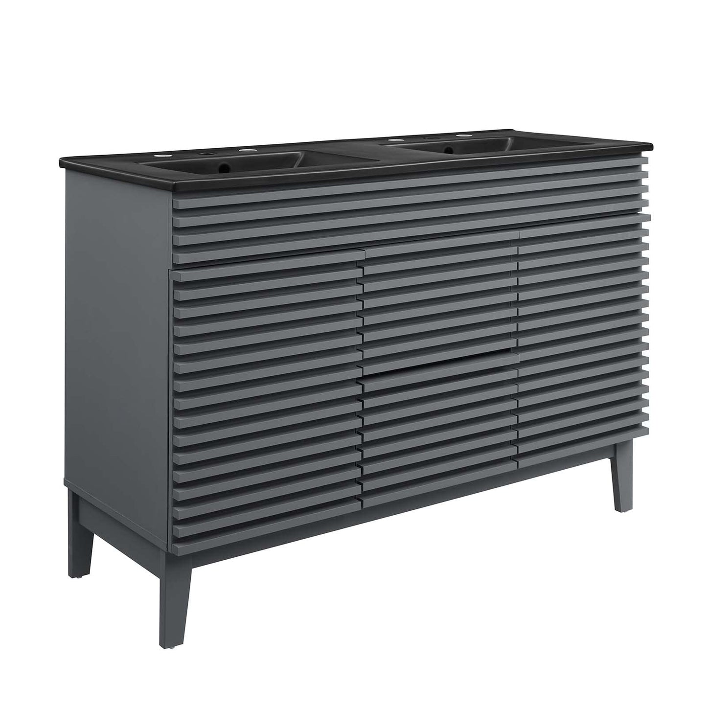 Modway Render 48" Double Bathroom Vanity in Gray Black