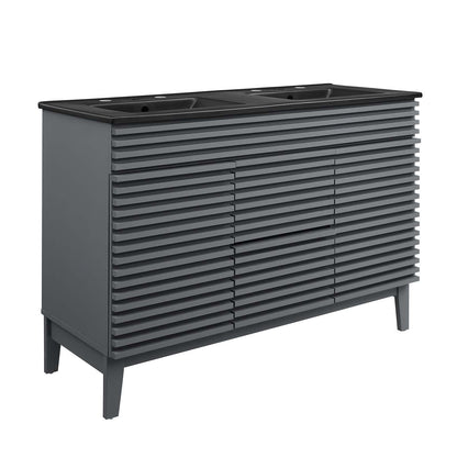 Modway Render 48" Double Bathroom Vanity in Gray Black