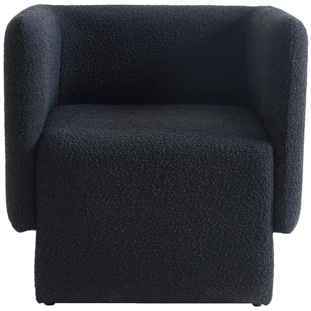 Meridian Furniture 575Black Vera Collection Modern | Contemporary Boucle Fabric Upholstered Accent Chair, Black, 31" W x 27" D x 29" H