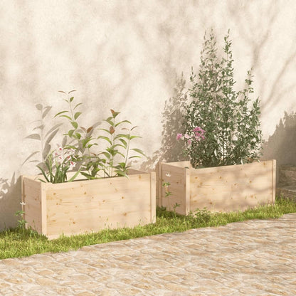 Mhdvray Rustic Raised Garden Bed Set of 2 Large Outdoor 39.4 x 39.4 x 19.7 in Solid Pinewood Planters Brown Untreated Wooden Elevated Planter Box for Patio Balcony Porch