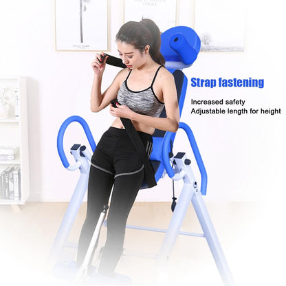 Heavy Duty Inversion Table, 330lbs Capacity with Adjustable Protective Strap, Inversion Table for Back Pain Relief, Updated (Color : Blue)
