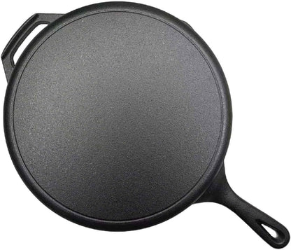 Skiennix Pre-Seasoned Cast Iron Skillet - 12.5 Inch Heavy Duty Non-Stick Cooking Pan with Dual Handles