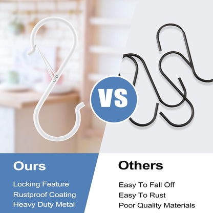 ADIIL 16 Pcs S Hooks for Hanging, Heavy Duty Metal S Shaped Closet Hooks for Plants Kitchen Utensils Bags