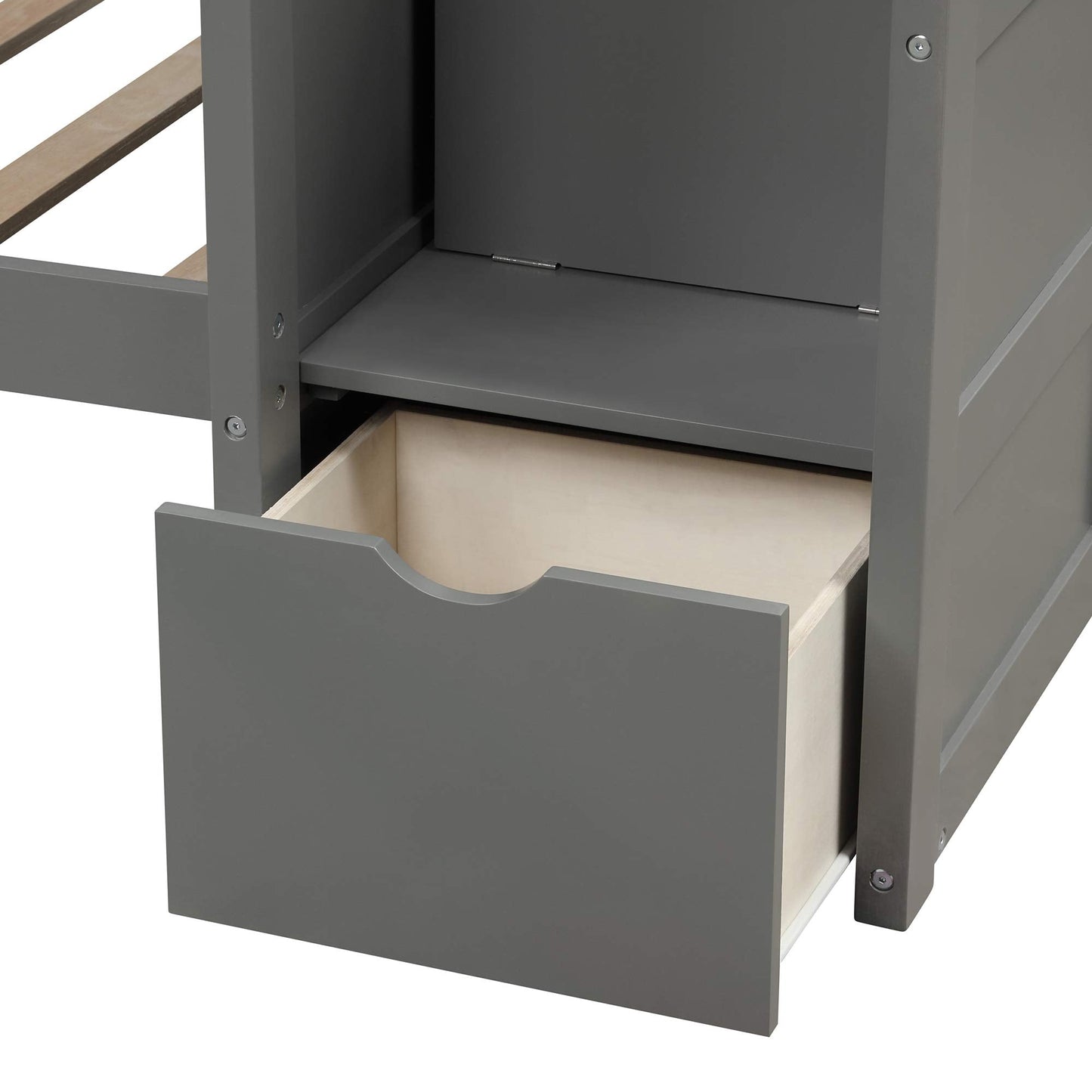 Merax Twin Over Full/Twin Bunk Bed with Stairs & Storage, 3-in-1 Convertible Bottom Bed with Storage Shelves and Drawers, Bunk Bed with Guardrails for Bedroom, Gray