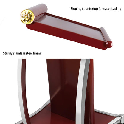 Curved Metal Podium, Brown Stand up Church Pulpit, Stainless Steel Conference Lectern for Office Stage Studio