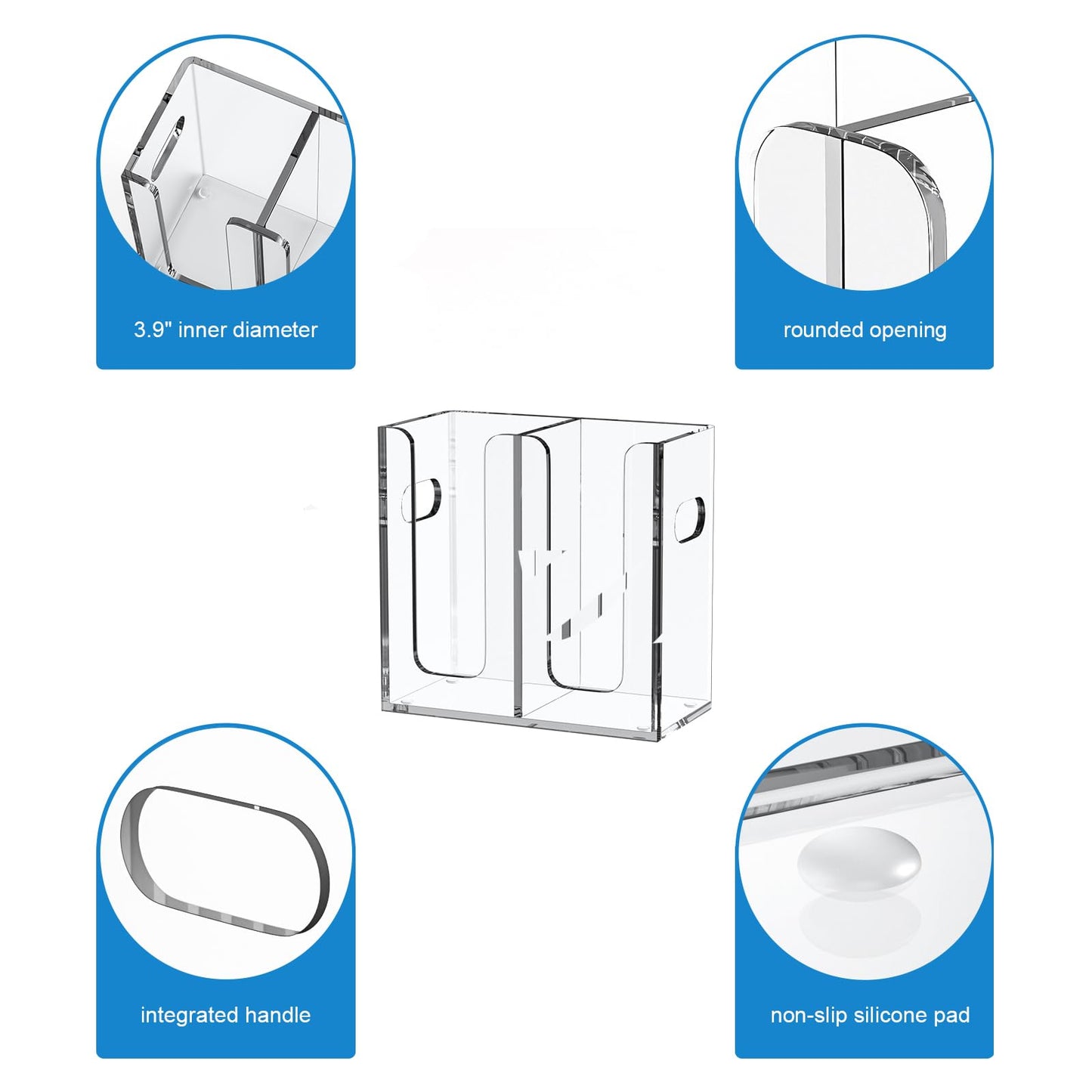 WINFFOR Disposable Cup Organizer Dispenser - 2 Compartments Clear Acrylic Cup and Lid Holder with Handles Plastic Cup Dispenser Countertop Paper Cup Holder for Coffee Bar House Party Essentials