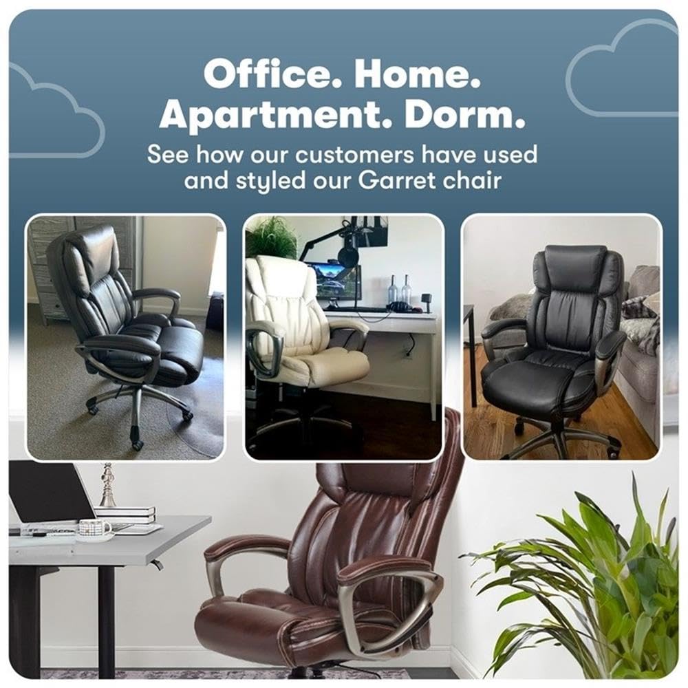 Faux Leather Modern Swivel Executive Office Desk Chair, Height Adjustable Upholstered Rolling Chair for Meeting Room, Comfortable Computer Chair for Home Office and Study Room, Dark Brown