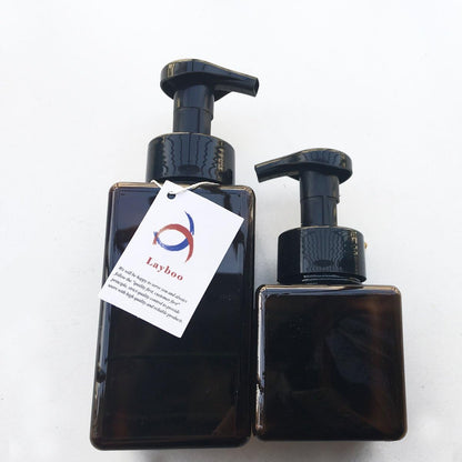 Foaming Soap Dispensers Pump-Bottles Pack of 2 (250 ml + 450 ml) for Kitchen, Bathroom, Brown