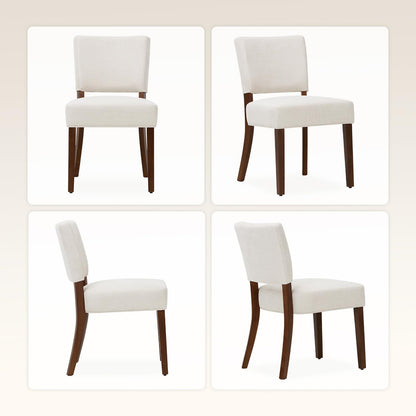 MALOL Upholstered Dining Chairs Set of 6, Fabric Kitchen Chairs with Padded Seat & Back, Solid Wood Legs, Modern Simple Dining Room Chairs for Kitchen, Dining Room, Living Room, Beige