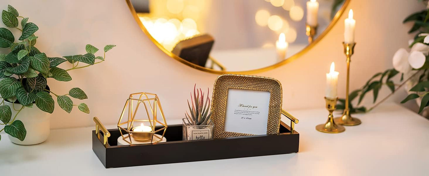 Hanobe Rectangle Long Narrow Tray: Decorative Trays Rectangular Candle Holder Trays for Home Decor White Centerpiece