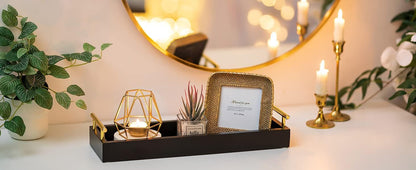 Hanobe Rectangle Long Narrow Tray: Decorative Trays Rectangular Candle Holder Trays for Home Decor White Centerpiece