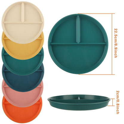 LDXDRU 12Pcs Portion Control Plate, Divided Plates For Adults, 9 inch Divided Plate, Unbreakable Divided Dinner Plates, Reusable Diet Plate, BPA Free, Dishwasher & Microwave Safe, 6 Color
