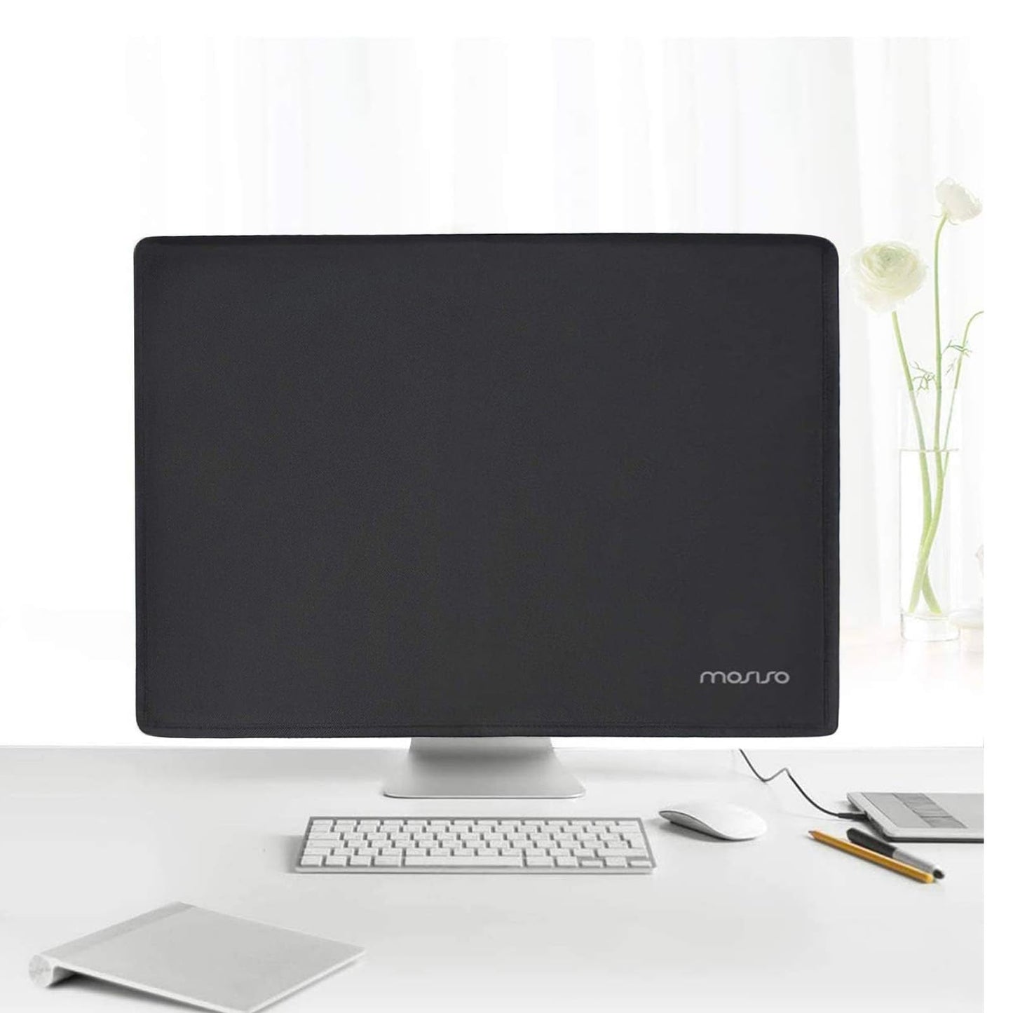 MOSISO Monitor Dust Cover 22, 23, 24, 25 inch Anti-Static Dustproof LCD/LED/HD Panel Case Computer Screen Protective Sleeve Compatible with iMac 24 inch, 22-25 inch PC, Desktop and TV, Black