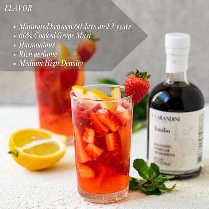 Carandini Emilio Silver Balsamic Vinegar of Modena PGI & Bianca Sweet White Vinegar Combo Set, Premium Italian Vinegars, Perfect for Mother's Day Gift | Made in Italy - 8.45 fl oz (2 Bottles)