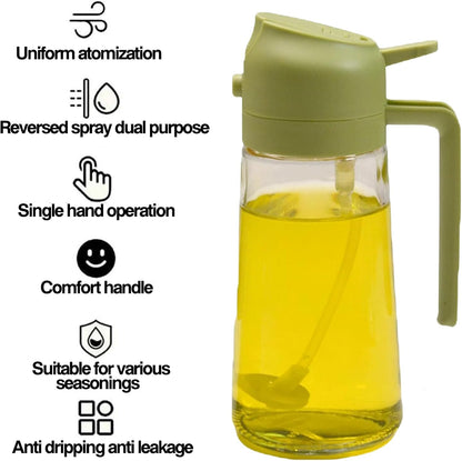 Generic 2 In 1 Oil Dispenser and Sprayer, 16 Oz/470 Ml for Kitchen Spray, Suitable for Cooking